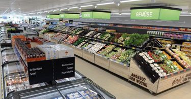 Il nuovo concept di Aldi in Germania con l'ortofrutta posizionata al centro del layout. Fonte RetailWatch