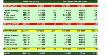 import export frutta secca primo semestre 2019